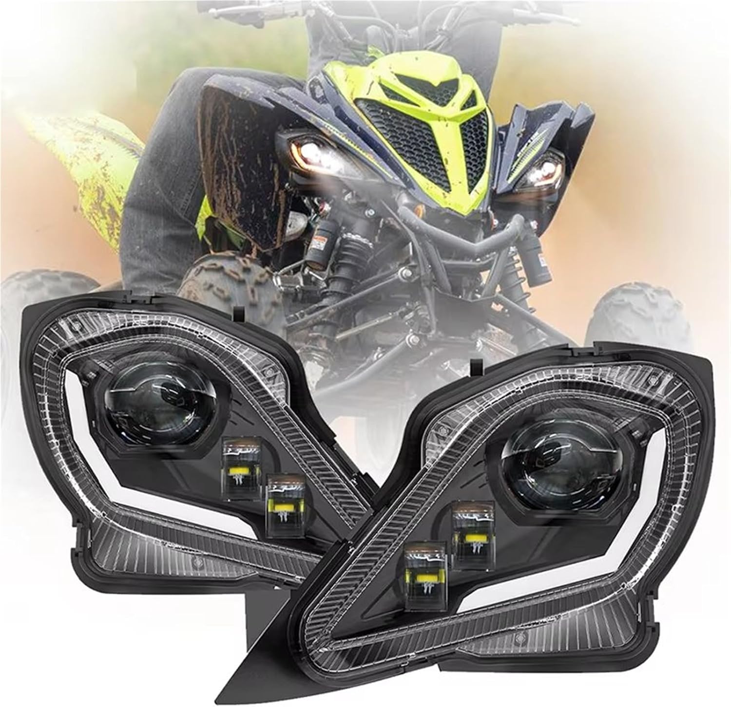 オトバイ フロント ヘッドライト LED ヘッドライト DRL ターンシグナル